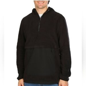 Men's Motion Pullover Fleece Hoodie Quarter Zip Black Oynx XL NWT